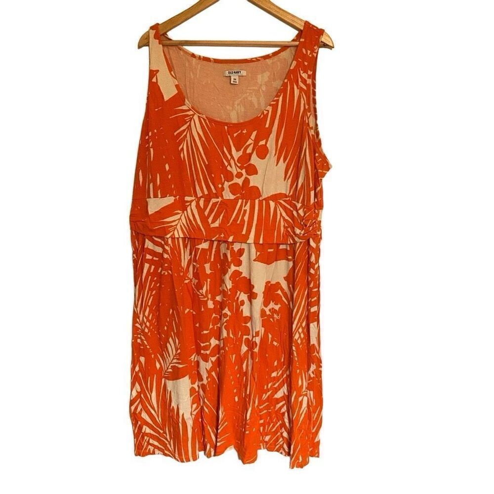 Old Navy plus size 3XL tank top dress floral orange